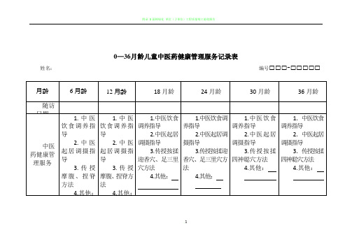 0—36个月儿童中医药管理表格