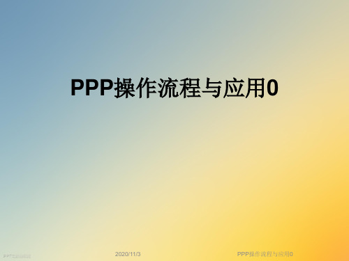 PPP操作流程与应用0