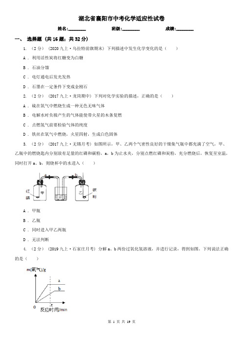 湖北省襄阳市中考化学适应性试卷