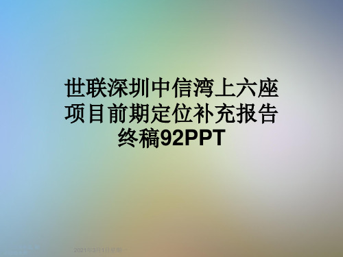 世联深圳中信湾上六座项目前期定位补充报告终稿92PPT