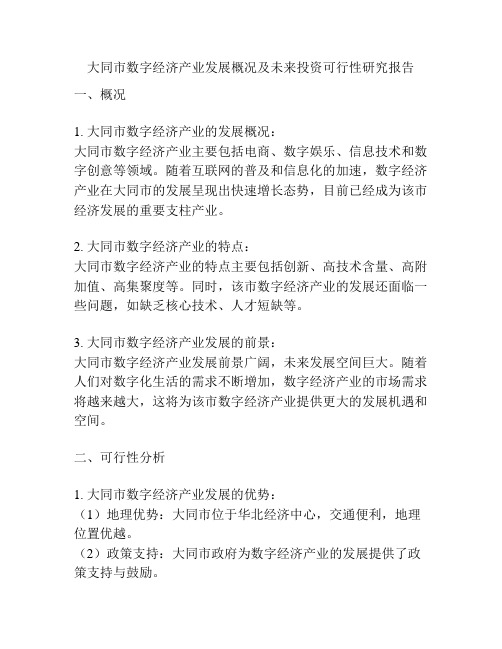 大同市数字经济产业发展概况及未来投资可行性研究报告