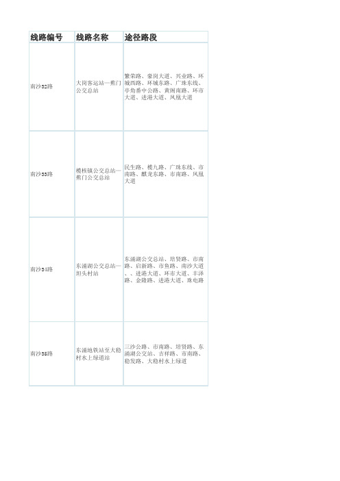 南沙新三镇公交线路