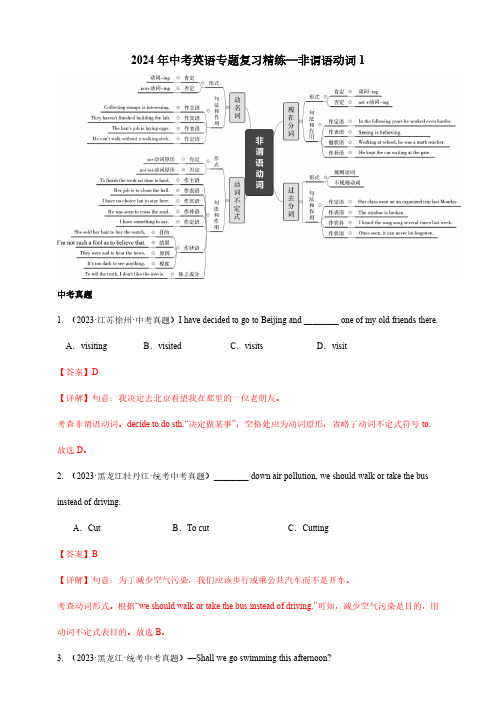 2024年中考英语专题复习精练—非谓语动词1