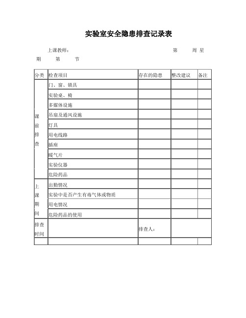 实验室安全隐患排查表