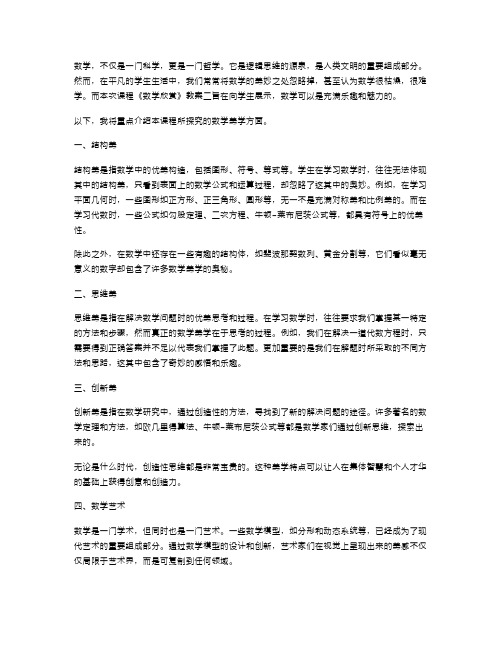 《数学欣赏》教案二：发现数学的美妙之处