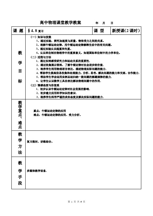 4.8牛顿运动定律章末总结