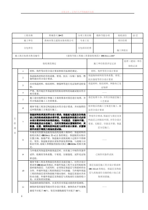 墙体分项检验批质量验收记录