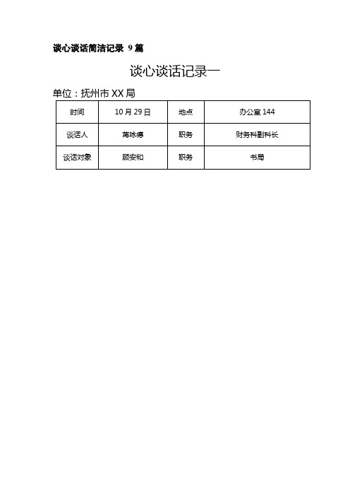 谈心谈话简洁记录 9篇