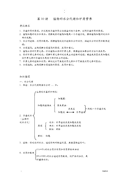 植物的水分代谢