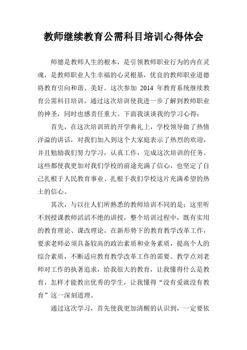 教师继续教育公需科目培训心得体会