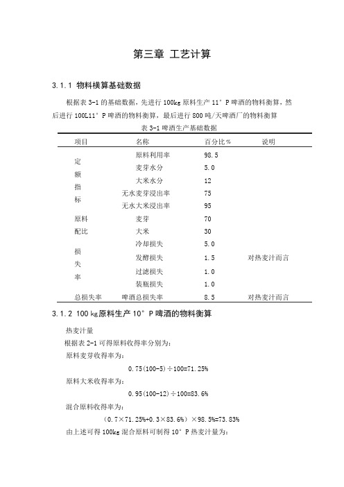 啤酒工艺计算