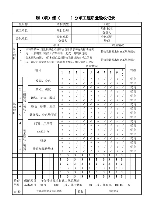 刷(喷)漆(     )分项工程质量验收记录