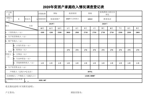 (附件13)2020年贫困户家庭收入情况调查登记表模板