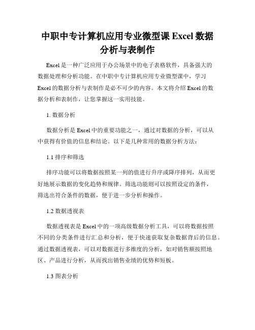 中职中专计算机应用专业微型课Excel数据分析与表制作