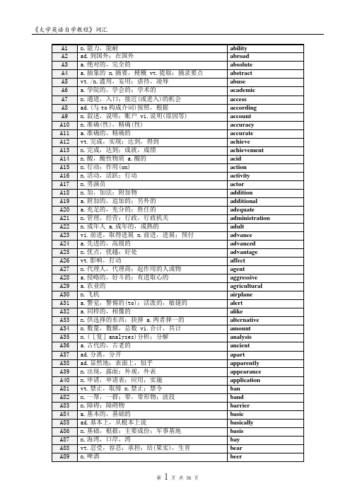 《大学英语自学教程》词汇教材