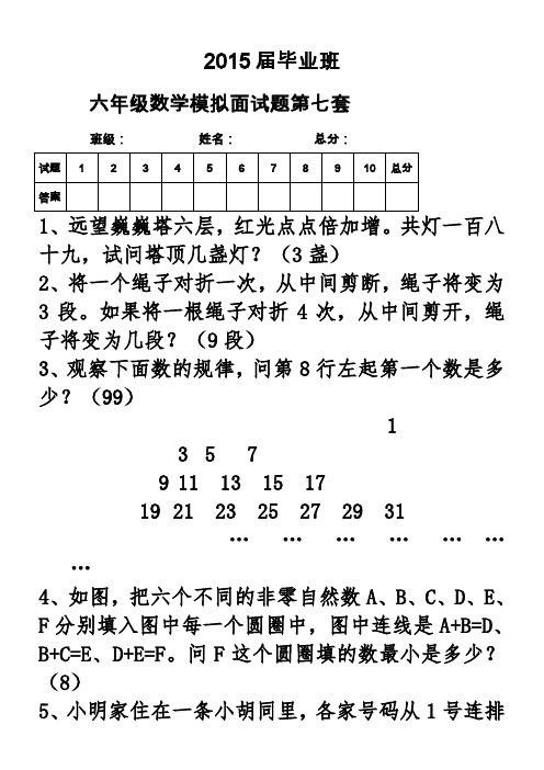 2015小升初模拟面试题7