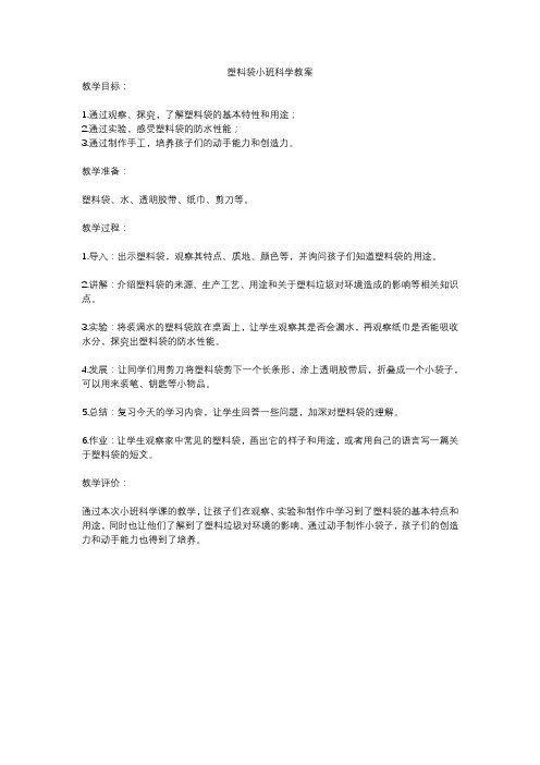 塑料袋小班科学教案