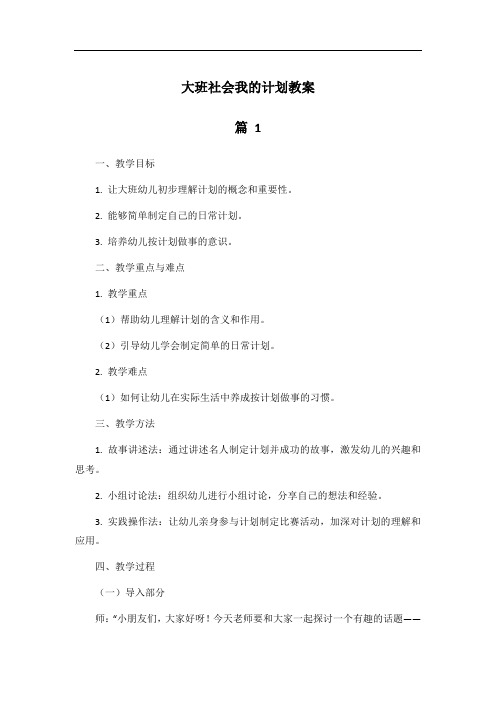 大班社会我的计划教案