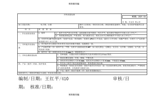 板式家具工序质量标准及检验规范之欧阳数创编