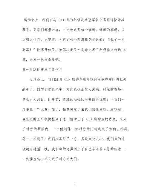 足球比赛三年级作文精选14篇