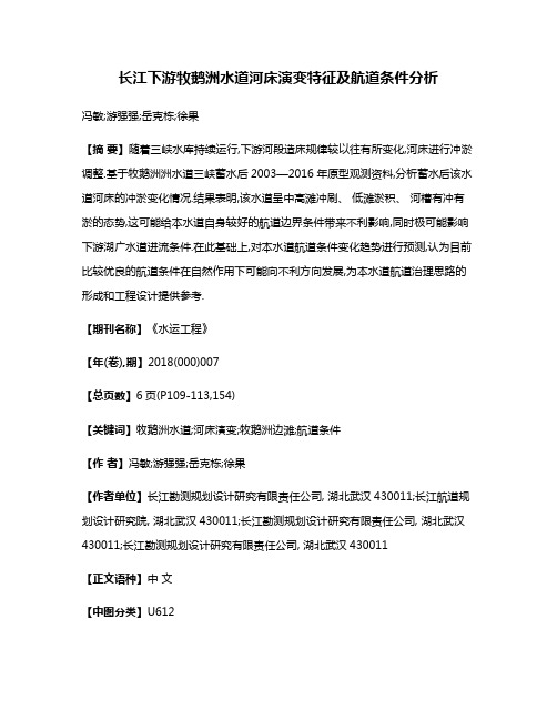 长江下游牧鹅洲水道河床演变特征及航道条件分析