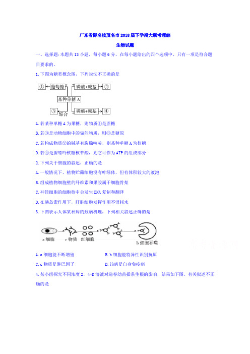 广东省际名校茂名市2018届下学期大联考理综生物试题Word版含答案 (1)