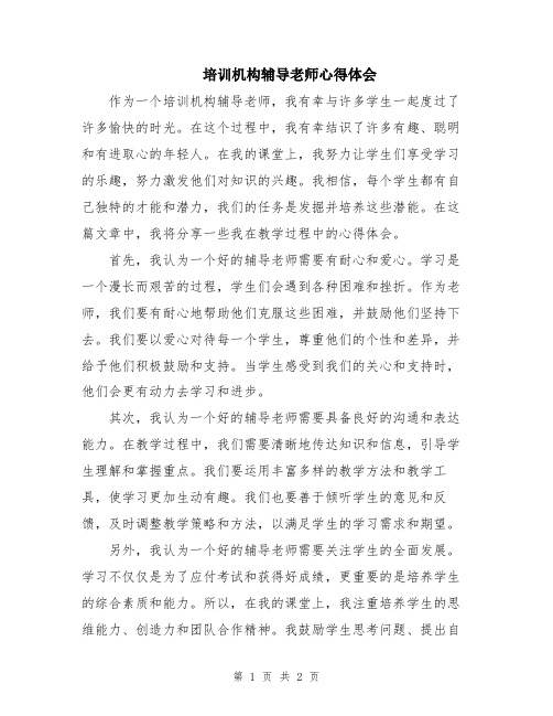 培训机构辅导老师心得体会