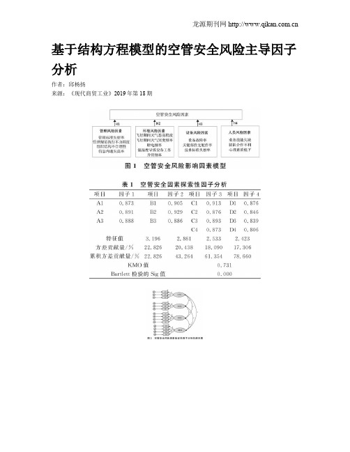 基于结构方程模型的空管安全风险主导因子分析