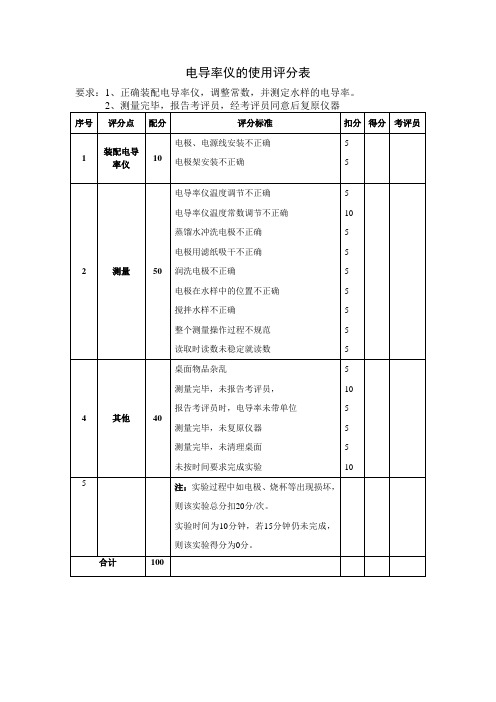 电导率仪和酸度计的使用评分表 (1)