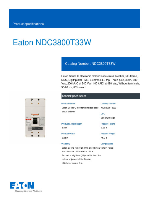 Eaton NDC3800T33W电子模具电路保护器说明书