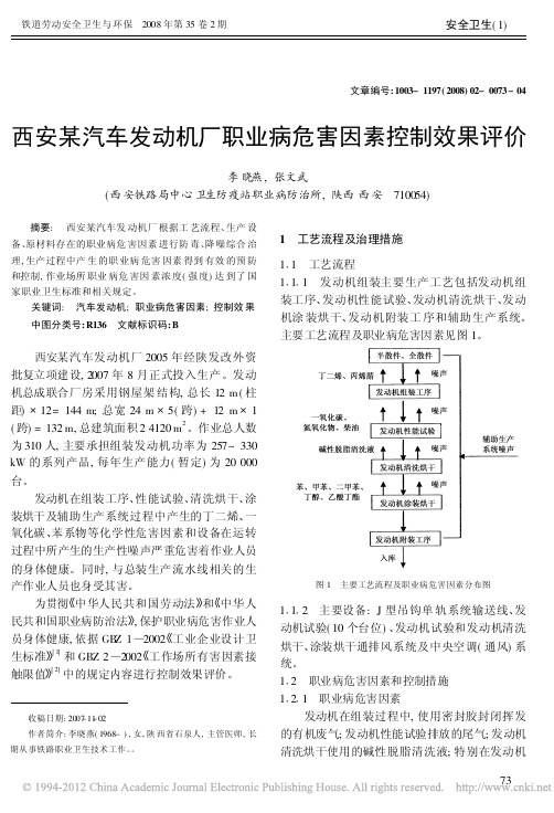 西安某汽车发动机厂职业病危害因素控制效果评价