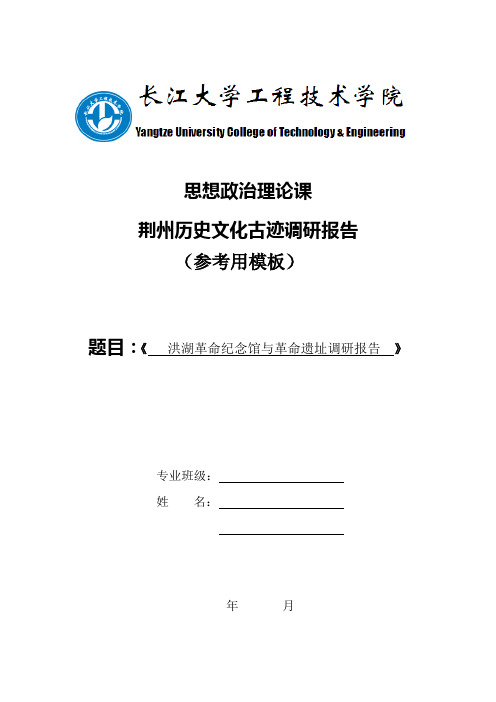 荆州历史文化古迹调研报告模板(以洪湖调研为例)