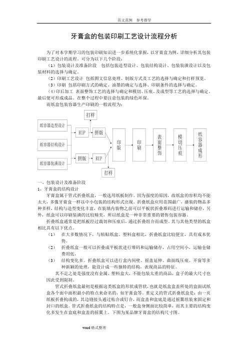 牙膏盒的包装印刷工艺设计流程分析报告