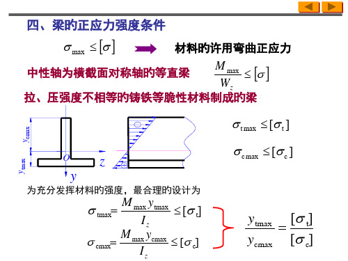 四梁的正应力强度条件