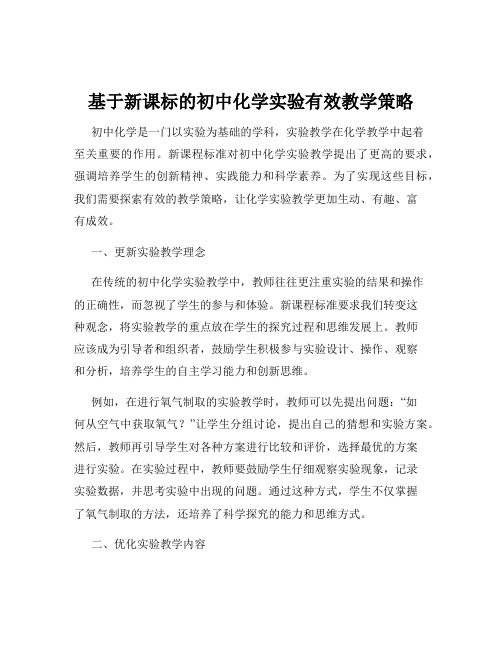 基于新课标的初中化学实验有效教学策略