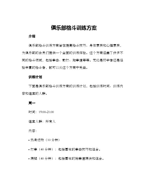 俱乐部格斗训练方案