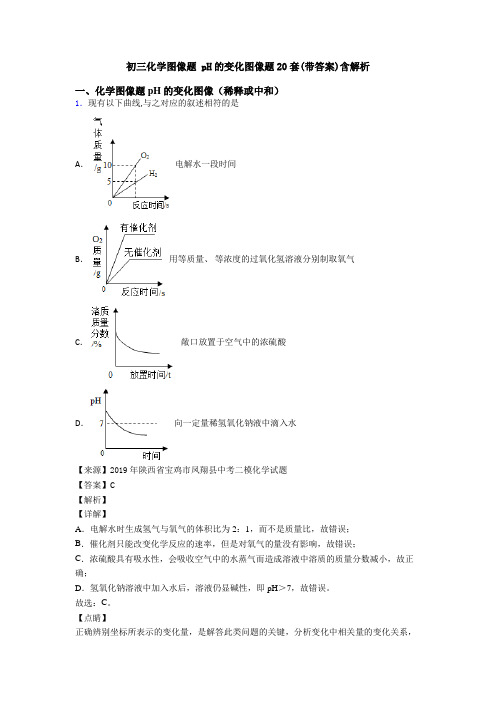 初三化学图像题 pH的变化图像题20套(带答案)含解析