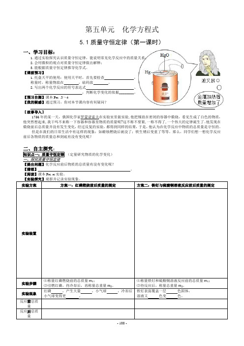 5.1质量守恒定律(第一课时)