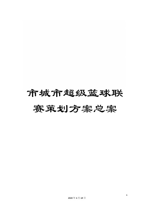 市城市超级篮球联赛策划方案总案