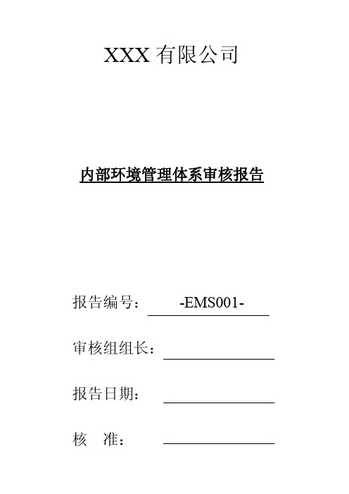 内部环境管理体系审核报告（工厂内审文档模板）