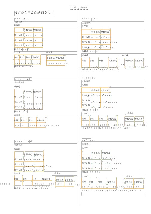 俄语定向不定向动词变位