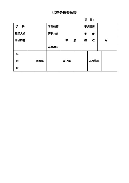 试卷分析考核表