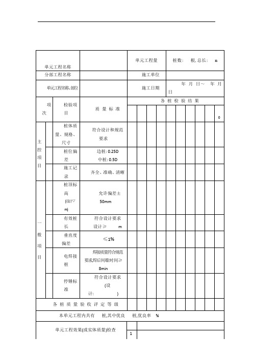 表(粤水)3.2-钢筋混凝土预制桩单元工程施工质量验收评定表