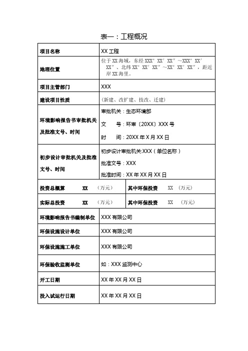 工程概况表填写示例