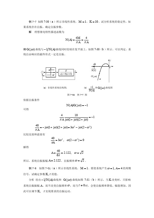 解 理想继电特性描述函数为