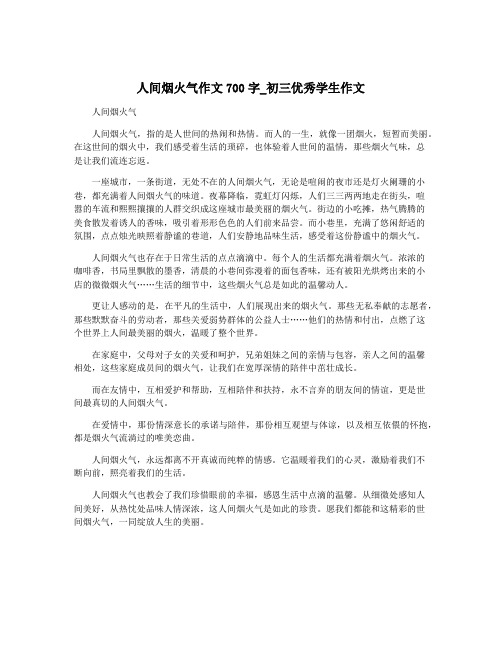 人间烟火气作文700字_初三优秀学生作文