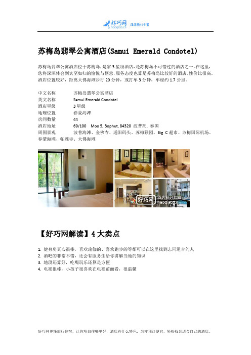 苏梅岛翡翠公寓酒店(Samui Emerald Condotel)