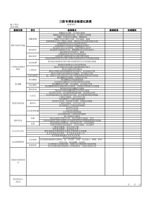 三防专项安全检查记录表