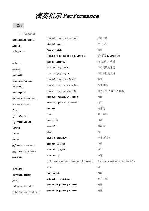 英皇乐理级演奏指示erformancedirections