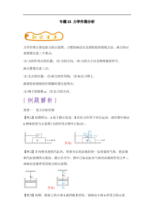 初中物理专题复习23力学作图分析(解析版)